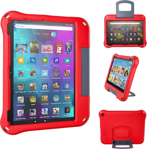 Miniatura 10 de Funda para tablet Fire HD 10 para niños (versión 2021/2023, 11ª/13ª generación), funda Oqddqo Amazon Kindle 10 Plus, choque de doble capa de cuatro