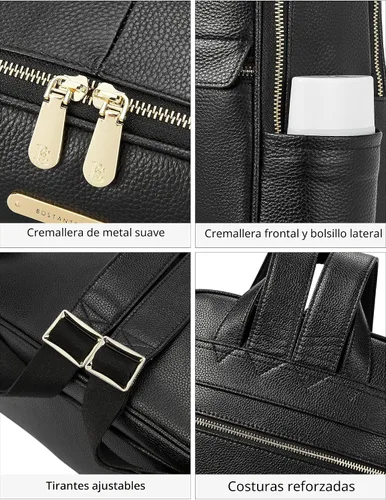 Miniatura 7 de BOSTANTEN Mochila para portátil de 15.6 pulgadas de cuero genuino para mujer, mochila informal para universidad, bolsa de viaje
