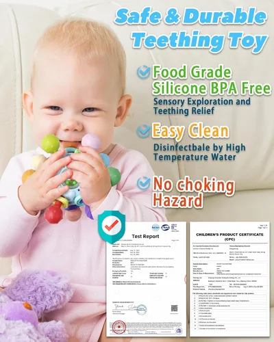 Miniatura 5 de Juguetes de Dentición para Bebés Mordedores para Bebés de 0-6 Meses Juguetes para Bebés Niñas Regalos para 0 3 6 9 12 Meses, Sonajeros para Recién