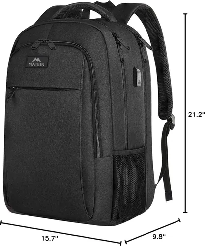 Miniatura 11 de MATEIN Mochila de viaje extra grande, compatible con TSA, de 18.4 pulgadas, para laptop con puerto de carga USB, antirrobo, aprobada para vuelos