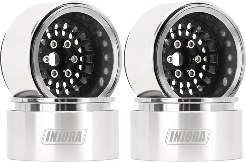 INJORA Turbine 1.9" Beadlock Llanta de rueda Offset -0.394 in Rueda de aluminio para SCX10 Pro TRX4 VS4-10 Gen8 1/10 RC Crawler Car (negro)