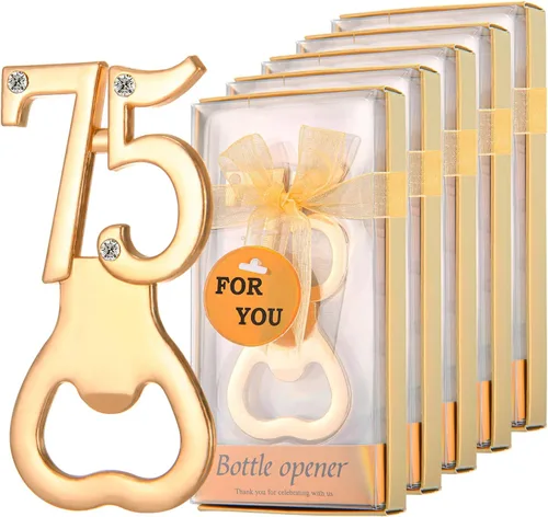 24 piezas/paquetes de 75 abridores de botellas para fiestas de cumpleaños de 75 años, decoraciones o recuerdos para invitados con cajas de regalo,