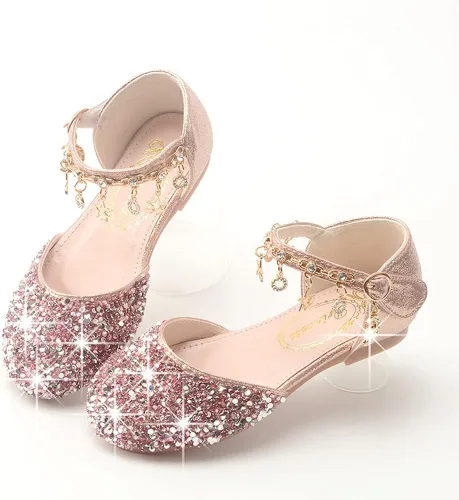 Miniatura 6 de Zapatos planos de ballet Mary Jane con diamantes de imitación para niña, con brillantina, para niña de las flores, para boda, fiesta, zapatos