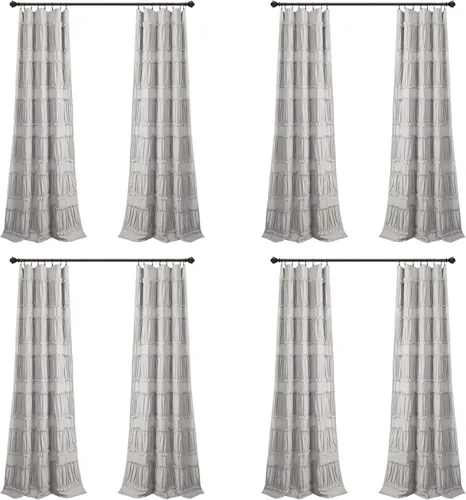 Miniatura 12 de Lush Decor Nova Ruffle - Par de paneles de cortinas con volantes para ventana, 42"A x 84"L, gris