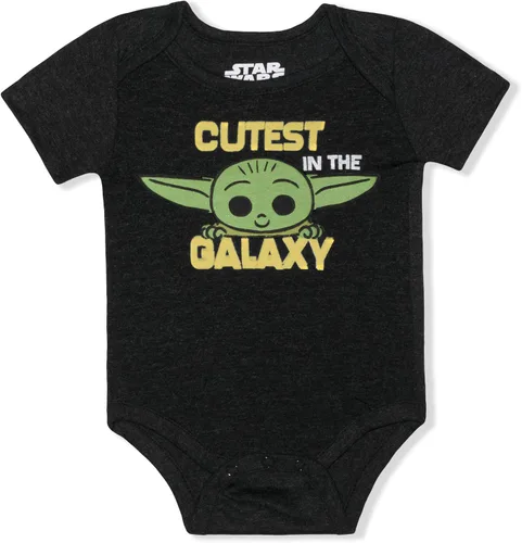 Miniatura 2 de STAR WARS Baby Yoda - Paquete de 3 mamelucos para bebés y bebés, grisnegroverde