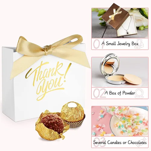 Miniatura 3 de Paquete de 60 pequeñas bolsas de regalo de agradecimiento, 4.5 x 1.8 x 3.9 pulgadas, cajas de regalo de fiesta con cinta de lazo, pequeñas bolsas