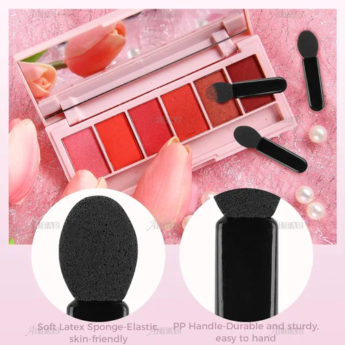 Miniatura 7 de AUEAR, Paquete de 50 pinceles desechables para sombra de ojos, aplicadores de esponja ovalada con punta ovalada, brocha de doble cara, herramienta