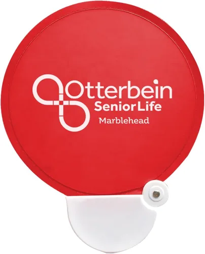 Miniatura 5 de Mia & Cale Ventilador plegable redondo personalizado con asa, disco plegable para recuerdos de fiesta, reuniones al aire libre y viajes, mano