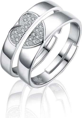 Couples Rings Set Matching Promise Rings Adjustable Wedding Trendy Titanium Stainless Steel Rings for Couples Valentines Day Jewelry