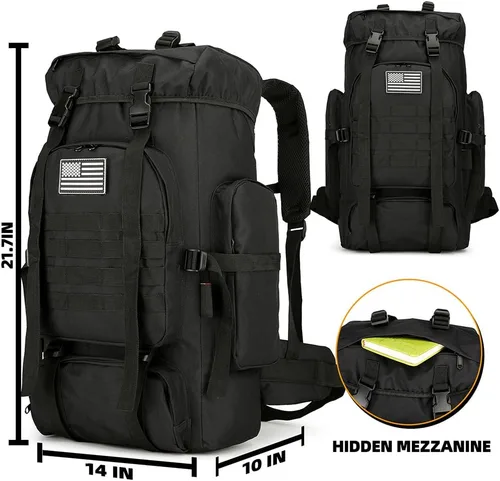 Miniatura 4 de Mochila de senderismo de 45 L, mochila de viaje impermeable, ligera, para exteriores, mochila de campamento para hombres y mujeres (negro)