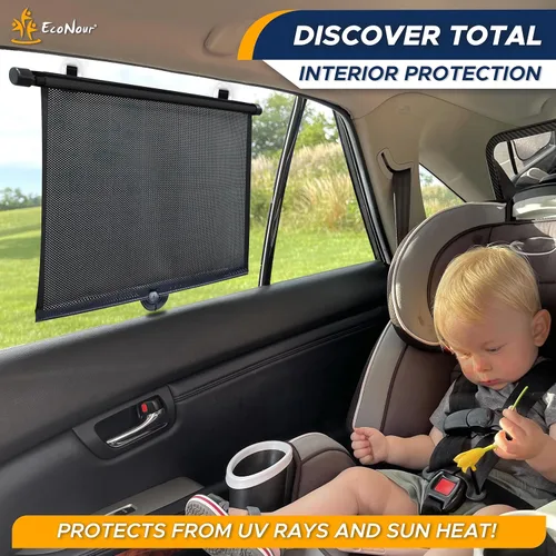 Miniatura 9 de EcoNour Persianas de ventana de coche para bebé (paquete de 2) – Actualizadas Persianas para ventana lateral Viene con ventosas mejoradas