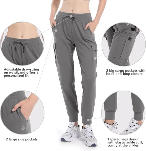 Miniatura 5 de HARTPOR Pantalones deportivos con forro polar para mujer, pantalones cargo de senderismo, resistentes al agua, pantalones deportivos de invierno