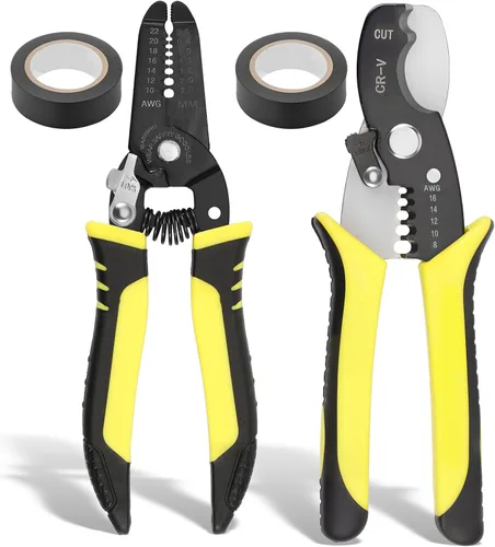 Herramienta pelacables, juego de pelacables, pelacables, 10 a 22 AWG, 7 pulgadas, pelacables con pelacables 2 en 1, pelacables de electricista con