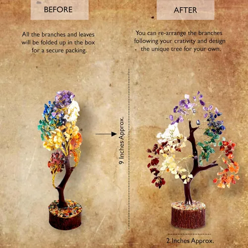 Miniatura 3 de Árbol de la vida de cristal de siete chakras para energía positiva, árbol de feng shui, árbol bonsái, piedras curativas, árbol de dinero, decoración