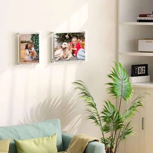 Miniatura 6 de AITEE Paquete de 2 marcos de fotos acrílicos de 8 x 10 pulgadas, marcos de fotos transparentes para pared, modernos sin marco, cubos cuadrados