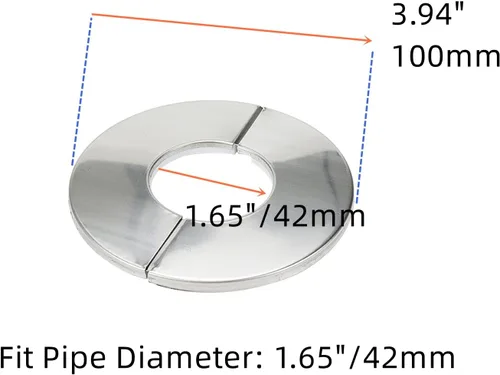 Miniatura 2 de Brida de pared dividida, placa de escudo redonda de acero inoxidable para tubo de diámetro de 1.65"/42mm, paquete de 2