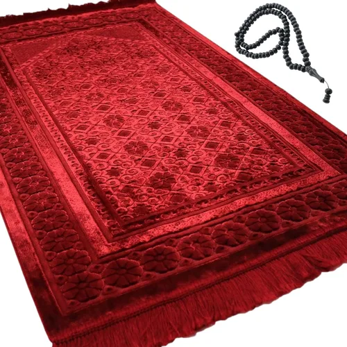Miniatura 7 de Modefa Alfombra de Oración de Terciopelo – Alfombra Turca de Felpa Suave Janamaz Sajada Carpet para Hombres y Mujeres - Tapete de Oración Liso