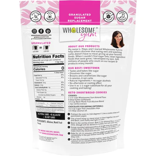 Miniatura 2 de Wholesome Yum Besti - Sustituto natural de azúcar, mezcla de edulcorante de fruta de monje granulada cetogénica con alulosa (sin eritritol), sin
