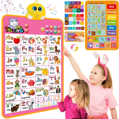 Cuadro de pared interactivo del alfabeto, ABC parlante, 123s, póster musical, juguetes de aprendizaje para niños pequeños de 1 a 3 años, juguete