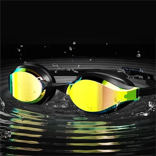 Miniatura 4 de Gafas de natación profesionales unisex para competir con lentes HD y gafas de natación antivaho para adultos Light Brown