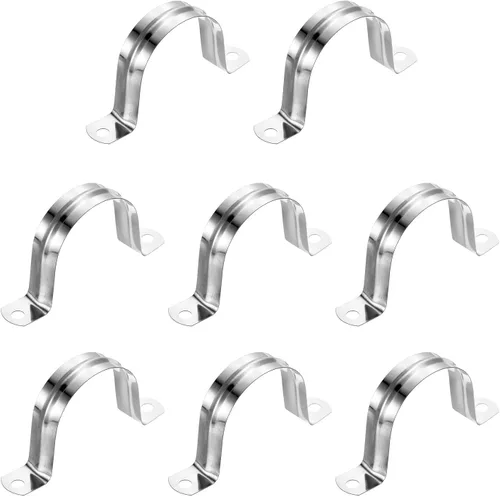Miniatura 15 de uxcell 6 correas rígidas de tubo, 4.331 in (4.33 pulgadas) 201 de acero inoxidable 201 con 2 agujeros en forma de U, abrazaderas de tubo para fijar