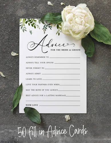 Miniatura 4 de Paquete de 50 tarjetas de consejos de vegetación, consejos y deseos para la novia y el novio, actividades de juego de boda Mr y Mrs de 5 x 7 pulgadas
