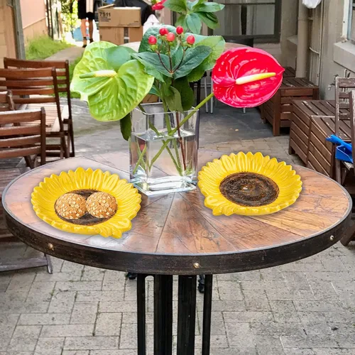 Miniatura 8 de Soporte de cuchara de cerámica en forma de girasol - 2 piezas para estufa y mostrador