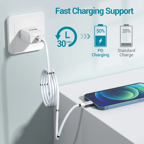 Miniatura 4 de AICase Cable magnético tipo C a Lightning para iPhone, tipo C, súper organizado, carga magnética, nano datos, compatible con iPhone