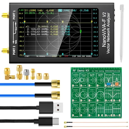 Miniatura 10 de AURSINC Analizador de Red Vectorial NanoVNA-F V2 Actualizado 50KHz-3GHz HF VHF UHF, Analizador de Antena VNA, Pantalla Táctil de 4.3 Pulgadas