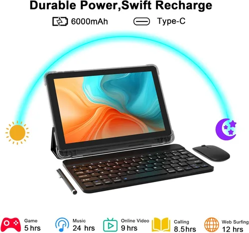 Miniatura 7 de CUPEISI Tablet Android 16 de 10 pulgadas, 20 GB de RAM+128 GB de ROM/2 TB expandible, procesador octa-core de 2.0 GHz, pantalla HD de 1280 x 800