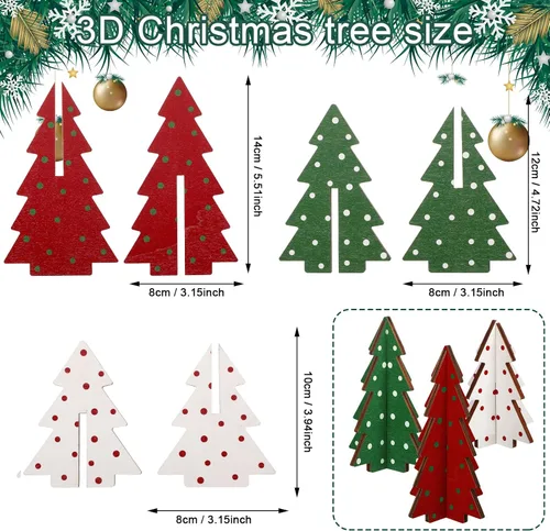 Miniatura 2 de Yookeer Decoración Navideña 3 Piezas Mesa de Madera Rústica Árbol de Navidad Granja Centro de Mesa de Madera Navideño para Mesa Pequeña Árboles