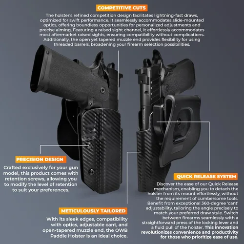 Miniatura 8 de OWB - Pala negra de desmontaje rápido - Funda KYDEX - Cintura exterior - Retención Posi-Click - 100% fabricada en EE. UU