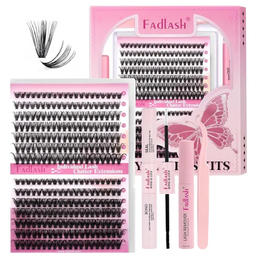 Miniatura 8 de Kit de extensiones de pestañas DIY, racimos de pestañas individuales, adhesivo y sellador para pestañas, removedor de pegamento para racimos