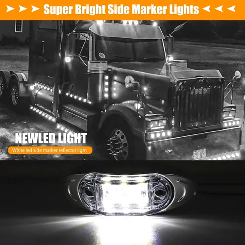 Miniatura 6 de Biqing 4 luces LED blancas de 1.8 pulgadas, 6 luces LED de marcador de remolque, luces indicadoras LED de montaje delantero y trasero, bisel Blanco
