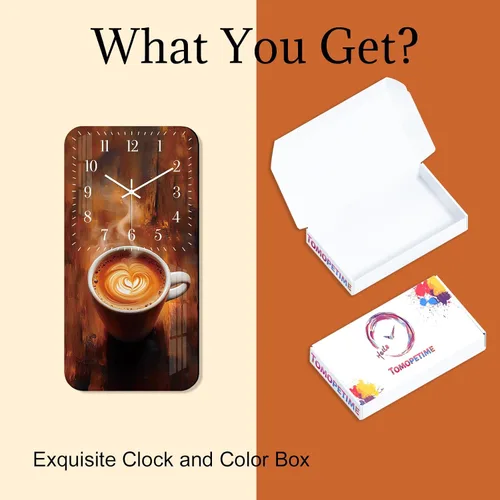 Miniatura 7 de Reloj de pared de taza de café para cocina, reloj de pared rectangular de madera, funciona con pilas, 12 pulgadas, relojes rústicos vintage