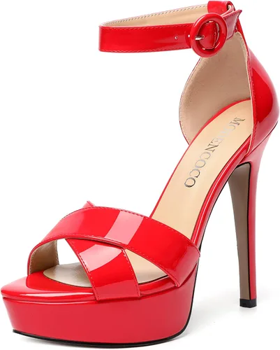 Miniatura 78 de MODENCOCO Sandalias de boda con correa de tobillo sexy para mujer, con plataforma y puntera abierta, tacón de aguja y tacón alto, zapatos de vestir