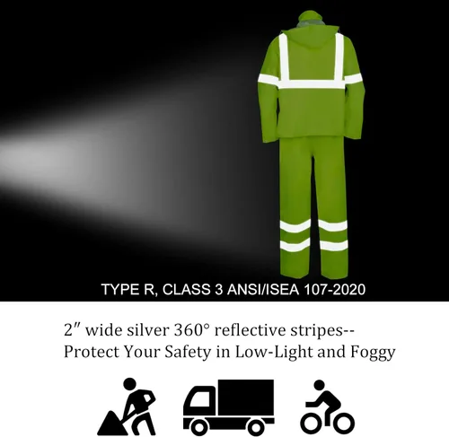 Miniatura 5 de VENDACE Hi Vis - Chaqueta de lluvia reflectante para hombre, impermeable, clase 3, alta visibilidad, equipo de lluvia (2XL/3XL)