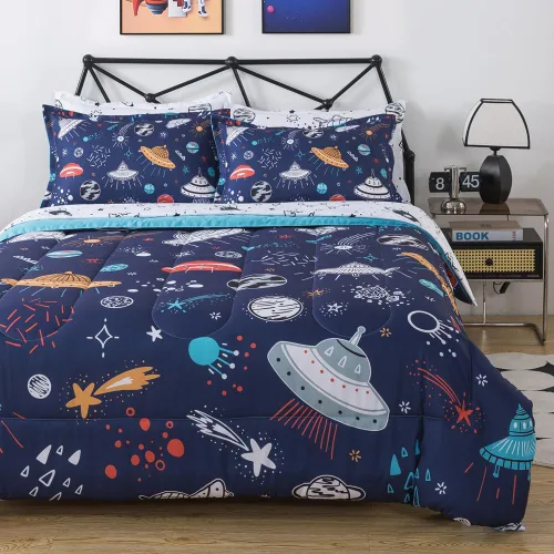 Miniatura 12 de Juego de ropa de cama de 5 piezas con lazo rosa para niñas, tamaño individual, ropa de cama Kawaii en una bolsa con sábanas de microfibra suave