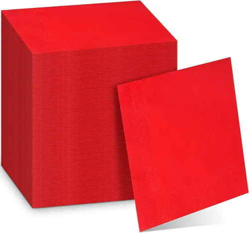 Miniatura 8 de Teling 300 piezas de servilletas de papel de Navidad desechables, servilletas rojas y verdes para fiestas navideñas, bodas, almuerzos en casa