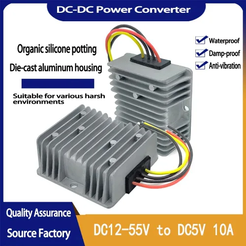 Miniatura 2 de 12V-55V a 5V 10A 50W convertidor DC marino impermeable epoxi sellado para buscador de peces GPS barco