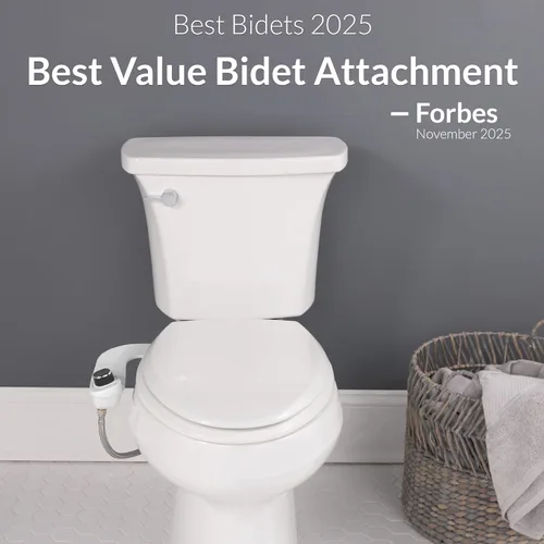 Miniatura 5 de BioBidet SlimEdge - Accesorio de inodoro de bidé simple en blanco con boquilla doble, rociador de agua dulce, no eléctrico, fácil de instalar