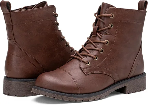 Miniatura 5 de Vepose Botines de moda para mujer, botines de tacón bajo con cordones para mujer