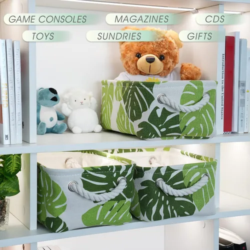 Miniatura 2 de Cesta de organización y almacenamiento para estantes - Paquete pequeño de 6 cestas de almacenamiento de tela plegables para organizar con asa