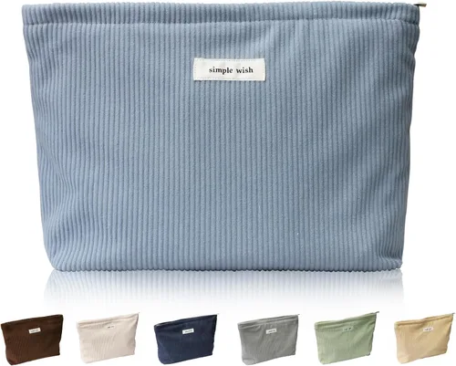 Miniatura 32 de Wudygirl Bolsa de maquillaje de lona para mujer, organizador estético de maquillaje, bolsa de maquillaje de viaje, bolsa de aseo para bolso, bolsa