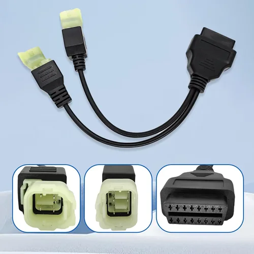Miniatura 6 de Cable adaptador OBD2 2 en 1, cable de diagnóstico OBD de 16 pines a 6 pines y 4 pines, OBD2 a OBD1 6 pin 4 pines enchufe para motocicleta Honda