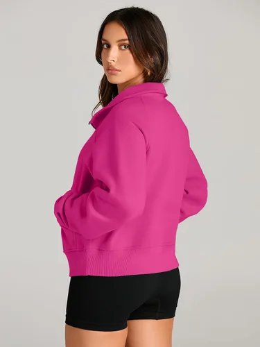 Miniatura 4 de AUTOMET Sudaderas con media cremallera para mujer, sudadera corta de vellón con cremallera de un cuarto, sudaderas con capucha para el otoño, a