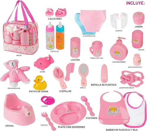 Miniatura 6 de fash n kolor My Sweet Baby Muñeca que Desaparece Juego de Alimentación Cuidado del Bebé Juego de Alimentación para Muñecas de 6 Piezas
