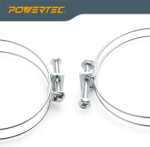 Miniatura 3 de POWERTEC 70197 Abrazadera de manguera de doble alambre de 2-1/2 pulgadas con perno, abrazaderas de manguera ajustables para colector de polvo