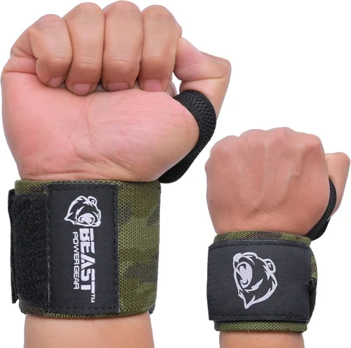 Miniatura 15 de Beast Power Gear Muñequeras para levantamiento de pesas de 18 pulgadas, soporte de muñeca de alta calidad para culturismo, resistente, lazo