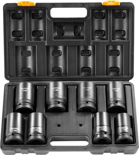 Miniatura 10 de Vevor - Juego de vasos de impacto de 1/2 pulgada, 43 piezas, juego de vasos de 1/2 pulgada, surtido de vasos estándar de alto torque con 4 barras